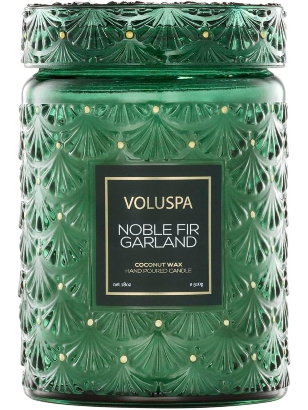 Large Scented Candle Jar - 18oz Coconut Wax Blend, Noble Fir Garland, 100 Hour